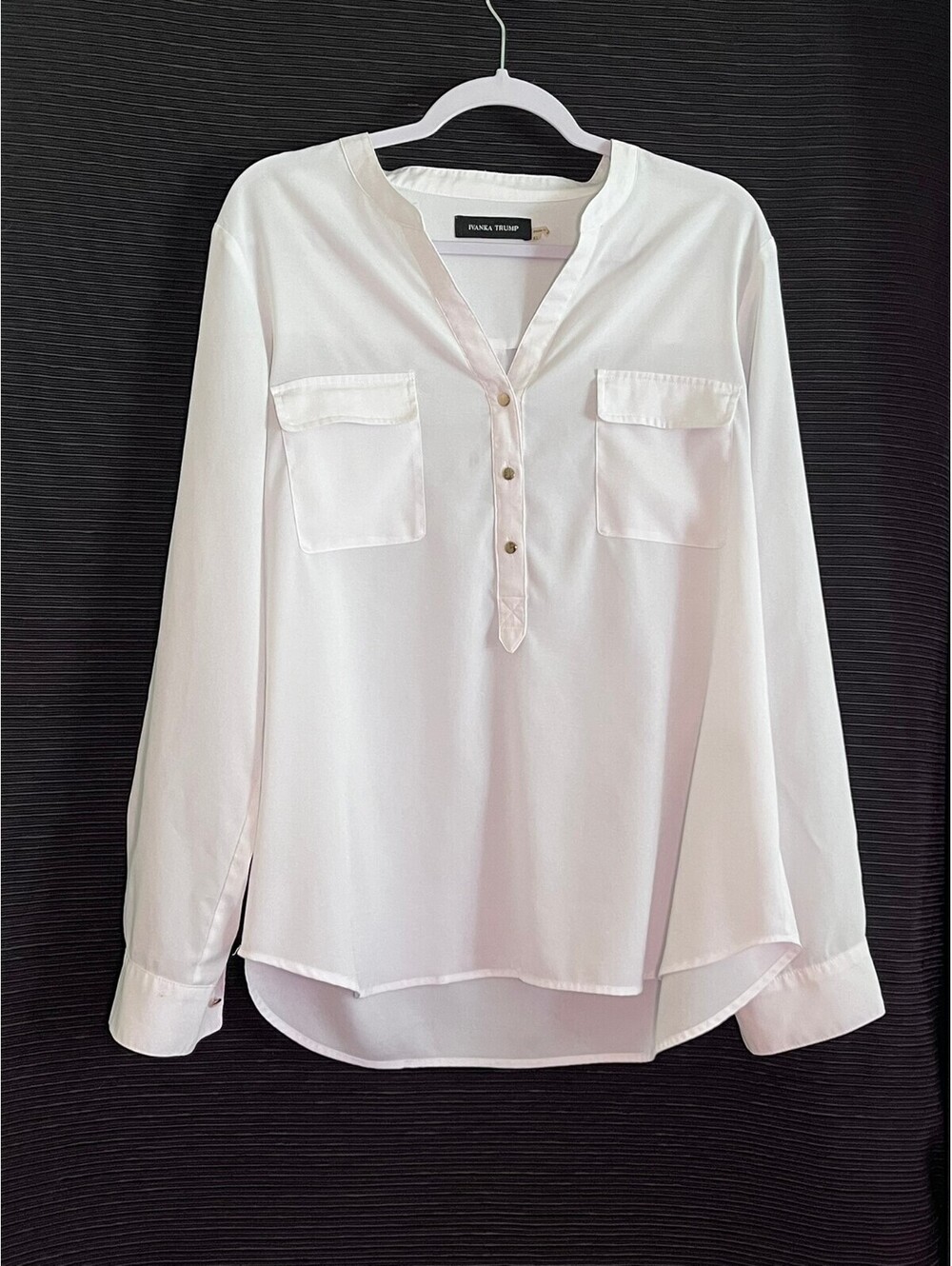 Ivanka Trump White Long Sleeve Button-Up Blouse